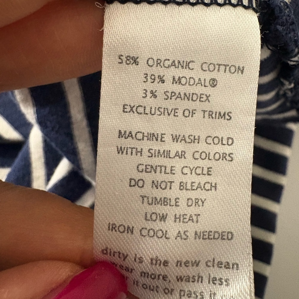 Toad&Co Organic Cotton Samba Muse Navy/White Striped Dress w Side Cinch, Pocket - Picture 6 of 13